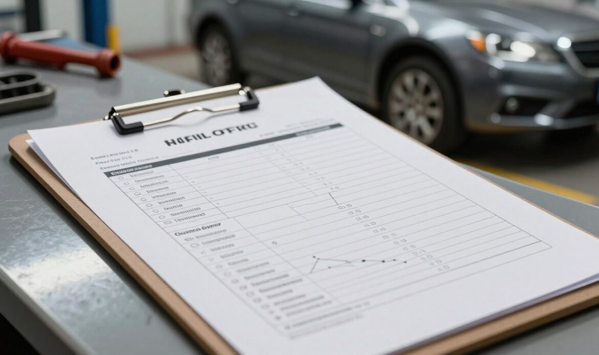 A close-up shot of a detailed, scratched car repair quote, elegantly displayed on a sleek clipboard. The quote features realistic figures and diagrams, with an emphasis on professional layout and clear itemization of services. In the foreground, the clipboard rests on a reflective surface that hints at a workshop environment. The middle ground includes a blurred image of a car in need of repair, showing visible scratches on its body, creating context. In the background, soft lighting illuminates tools and automotive parts, enhancing the atmosphere of a professional auto repair shop. The overall mood is focused and informative, highlighting the importance of understanding car repair costs. A close-up shot of a detailed, scratched car repair quote, elegantly displayed on a sleek clipboard. The quote features realistic figures and diagrams, with an emphasis on professional layout and clear itemization of services. In the foreground, the clipboard rests on a reflective surface that hints at a workshop environment. The middle ground includes a blurred image of a car in need of repair, showing visible scratches on its body, creating context. In the background, soft lighting illuminates tools and automotive parts, enhancing the atmosphere of a professional auto repair shop. The overall mood is focused and informative, highlighting the importance of understanding car repair costs.