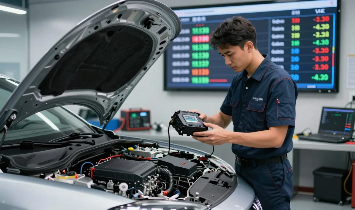 A detailed and informative image illustrating the ECU tuning price range in UAE, set in a modern workshop environment. In the foreground, a sleek, high-performance car with its hood open, showcasing an ECU (Engine Control Unit) prominently. In the middle ground, a mechanic in professional business attire is carefully examining the ECU, with tools and tuning equipment scattered around. The background features a digital display board showing various tuning price ranges and options in UAE dirhams, blending technical details with vibrant visuals. The lighting is bright and focused, creating a professional atmosphere, while a slight depth of field emphasizes the mechanic and the ECU. The overall mood is analytical and informative, suitable for readers interested in car tuning costs. A detailed and informative image illustrating the ECU tuning price range in UAE, set in a modern workshop environment. In the foreground, a sleek, high-performance car with its hood open, showcasing an ECU (Engine Control Unit) prominently. In the middle ground, a mechanic in professional business attire is carefully examining the ECU, with tools and tuning equipment scattered around. The background features a digital display board showing various tuning price ranges and options in UAE dirhams, blending technical details with vibrant visuals. The lighting is bright and focused, creating a professional atmosphere, while a slight depth of field emphasizes the mechanic and the ECU. The overall mood is analytical and informative, suitable for readers interested in car tuning costs.